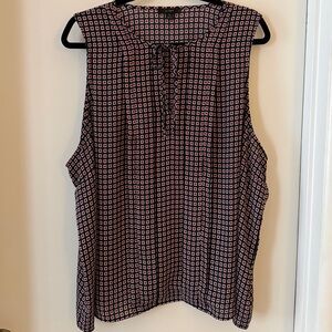 J. Crew Navy Blue and Red Sleeveless Print Top Plus Size 3X/20/22